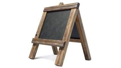 Fototapeta premium Weathered Wooden A- Frame Chalkboard Easel with png Black Writing Surface on Transparent Background