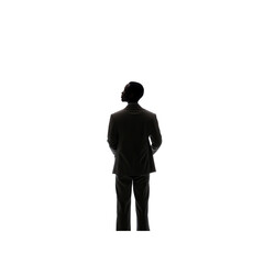 African American Businessman Contemplating Future, Rear View Silhouette