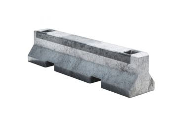 Solid, rectangular concrete barrier with cutouts