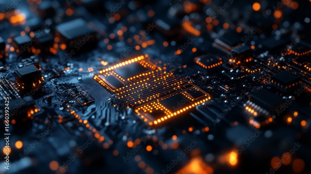 Aufkleber exploring semiconductor nano components technology lab close-up image dark environment macro viewpoi