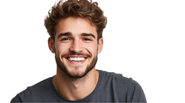 portrait of a smiling young man Isolated transparent on white background - Powered by Adobe