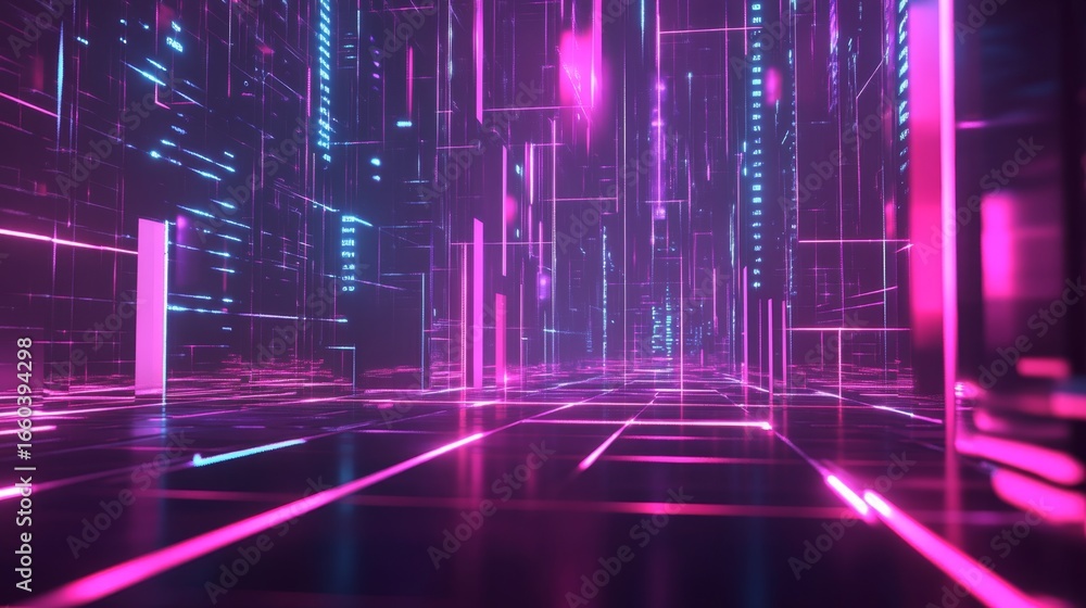 Poster exploring digital shadows a journey through dark cyberspace futuristic environment virtual reality t