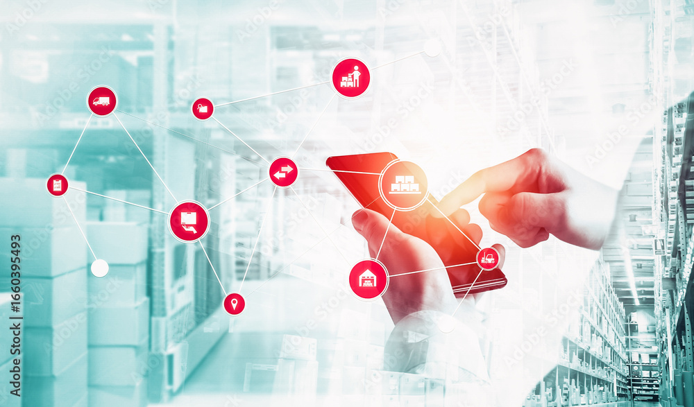 Poster smart warehouse management system with innovative internet of things technology to identify package 