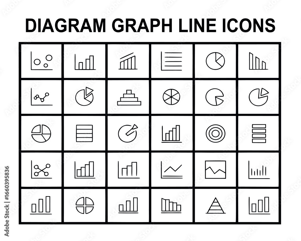 Aufkleber collection of diagram graph line icons representing data analysis and business intelligence visual t