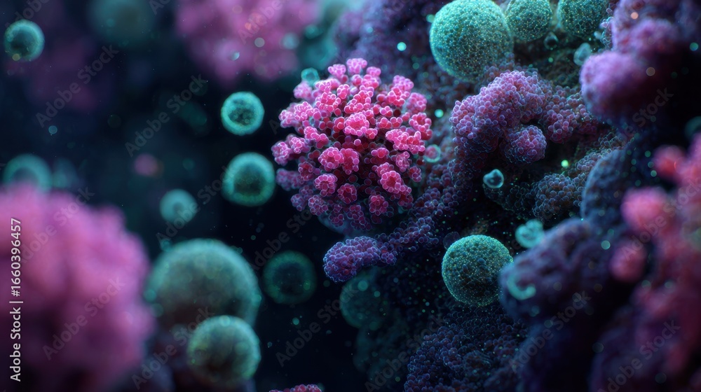 Aufkleber microscopic visualization revealing viral particles attaching and potentially infecting cellular str