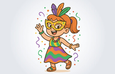 Kids Cartoon mascot celebrating brazil carnival