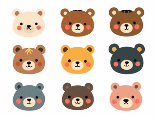 set of expression cute bear