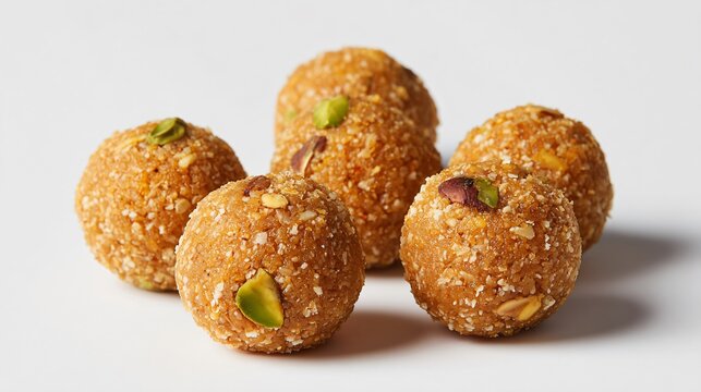 Delicious Atta Ladoo on White Background for Culinary Concepts and Festive Celebrations