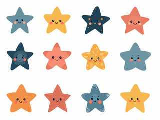 set of funny cartoon stars