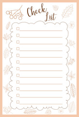 Autumn brown planner note template, daily, weekly planner, decorated with maple leaves, schedule and organization