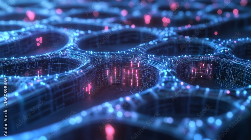 Poster futuristic machine learning network a virtual lab for advanced ai concepts and digital visualization
