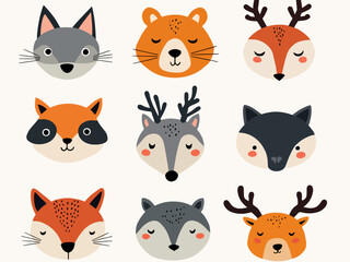 set of funny animals