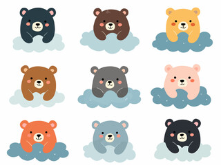 set of cartoon bear animals