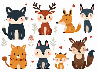 Fototapeta premium set of funny animals, set of deer