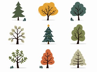 set of christmas trees