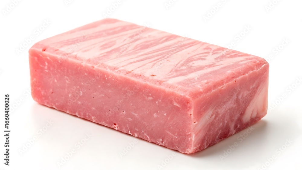 Poster pink bar on white background: close-up of rectangular object with distinctive texture and simple com
