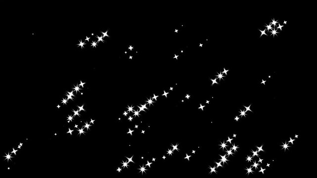 Twinkle star animation, blinking light effect on transparent background, Rising stars or fireflies isolated on black background, Glitter sparkle animated, green screen video. 4k background