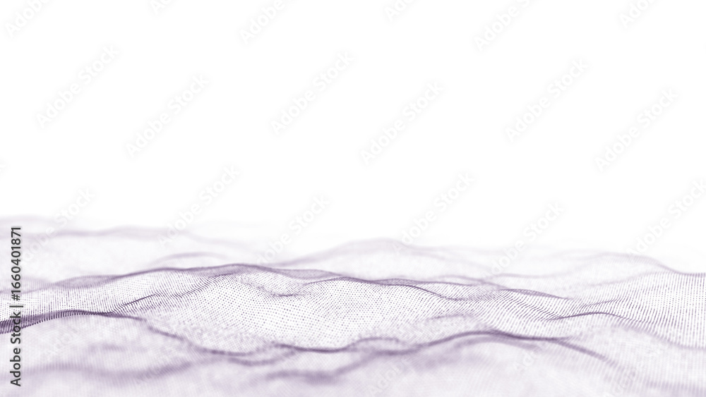 Poster digital dynamic wave of particles and lines. abstract white futuristic background. big data visualiz