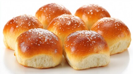 Delicious Bread Rolls Small Buns Isolated on White Background
