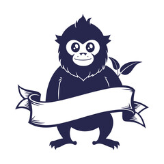 Minimalist silhouette ape holding blank banner vector illustration for protest, campaign, advertisement, marketing, branding, promotion, poster, signage, and creative projects