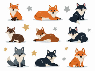 Fototapeta premium set of funny fox
