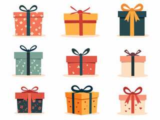 set of vector gift boxes