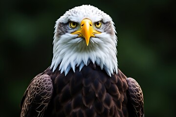 Obraz premium closeup portrait of a majestic bald eagle with sharp focus on its intense gaze and detailed feathers