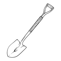 shovel line art hand drawn illustration
