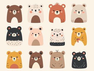 Obraz premium set of teddy bears, set of funny animals