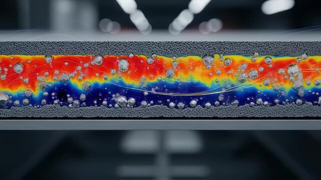 Visualization of temperature gradients within sintering zone affecting coating crystallization on hydrogen electrolyzer stack plates during manufacturing.