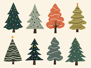set of christmas trees