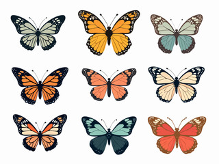 Set of vector butterflies