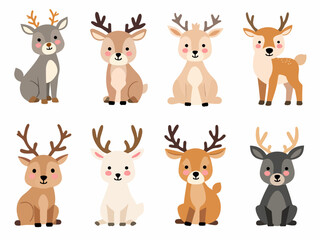 Set of deer, set of Christmas deer