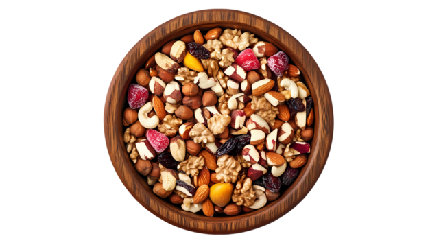 Wholesome bowl of mixed nuts Isolated transparent on white background - Powered by Adobe