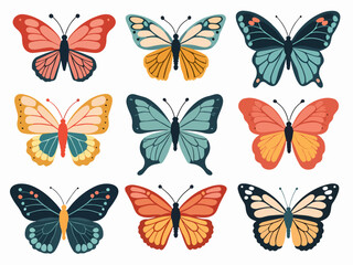 Set of vector butterflies, collection of butterflies