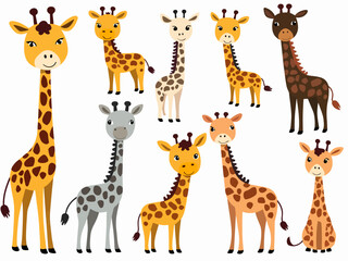 Giraffe family in vector format easy to edit