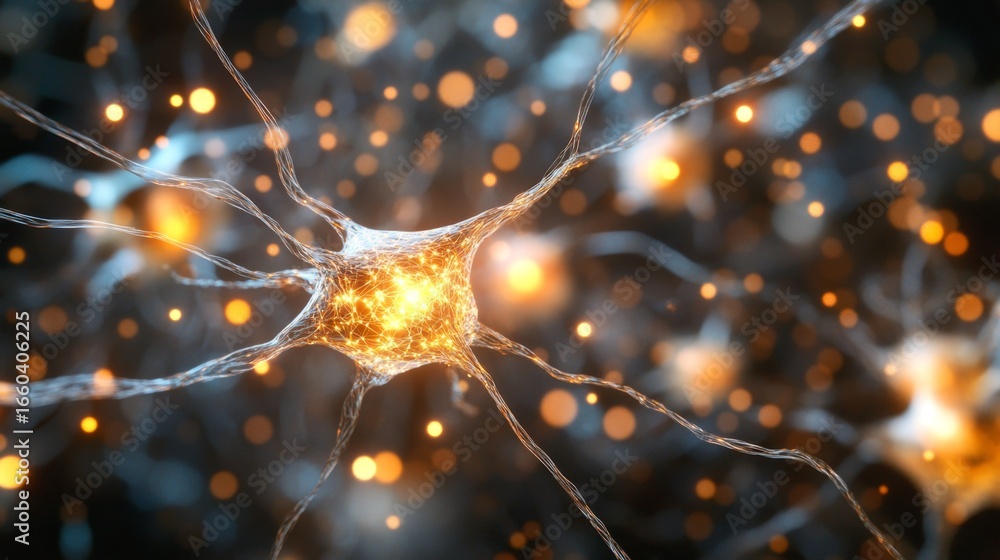 Poster visualizing neural network concepts with glowing effects in a digital environment for enhanced under