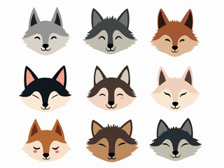 Collection of cartoon illustrations with fox performing different actions. Colorful cute character.