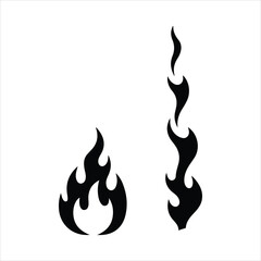 Two stylized black fire flames silhouettes for design and decoration
