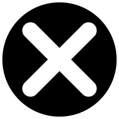 Obraz premium White X-Mark Icon in a Black Circle, Isolated