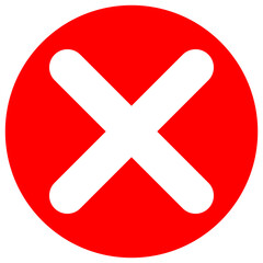 Obraz premium White X-Mark Icon in a Red Circle, Isolated