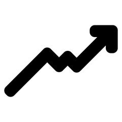 Black Wavy Upward Arrow Icon, Isolated