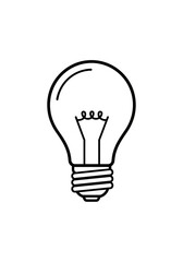 Obraz premium A simple black and white line drawing of a lightbulb with a visible filament.