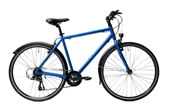 Blue urban bicycle, side view