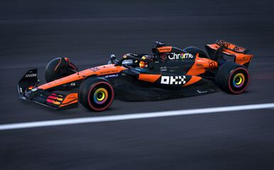 Obraz premium McLaren 2025 F1 car, 3D illustration, 21 aug, 2025, Sao Paulo, Brazil