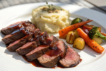 slices of steak on a plate