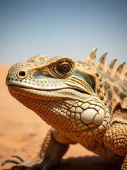 Fototapeta premium Close up of a big reptile somewhere in the sahara tunisia