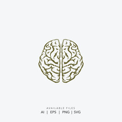 Brain logo for a modern educational or technology brand, Minimalist human brain vector for neuroscience and mental health