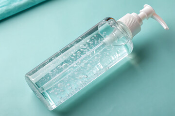 Alcohol gel is used for inhibition of bacteria and the virus Covid-19, Virus removal and protection of infections, Virus covid-19 concept, Copy space for text.