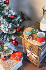 Bitten cookies and milk at Christmas
